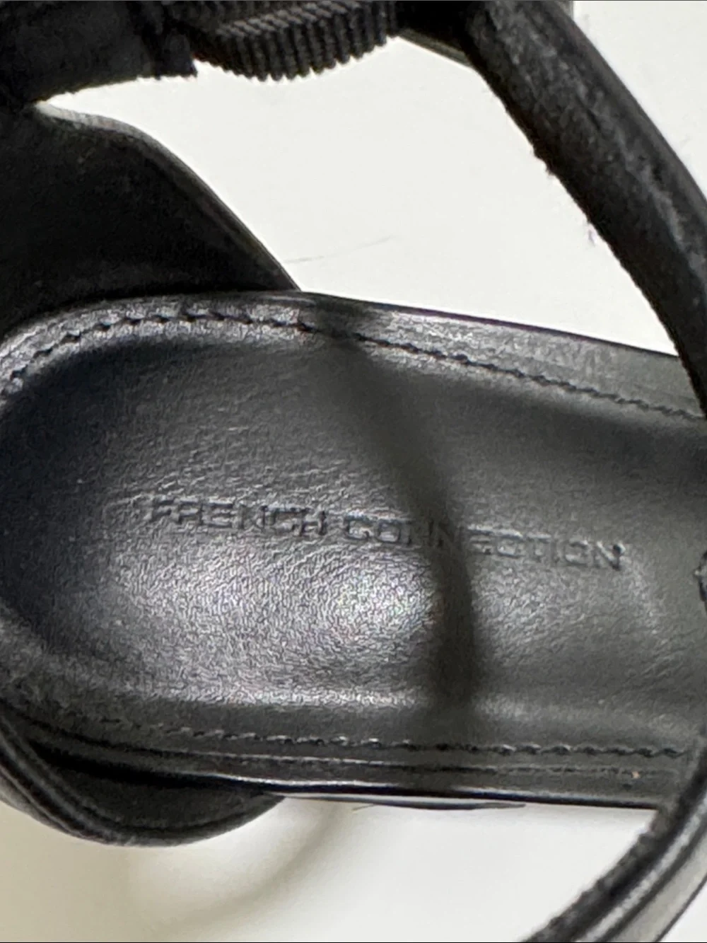 French Connection Black Ankle-Strap Block Heel Sandals